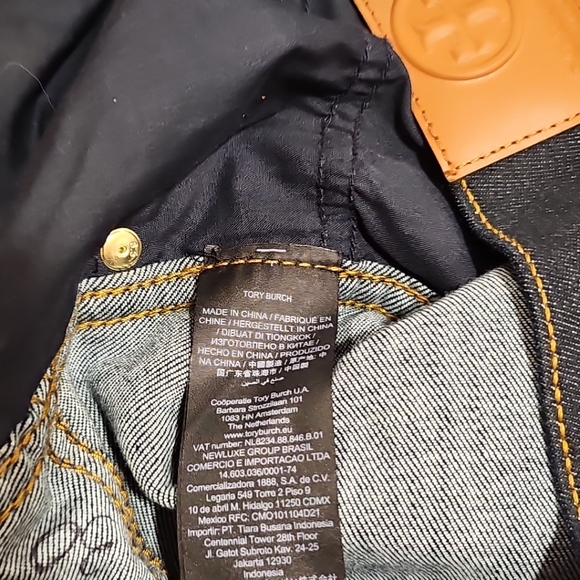 ALT Elena Gilbert Tory Burch Denim Pants Women Sz 31 Dark Straight Leg High Rise - Picture 5 of 16